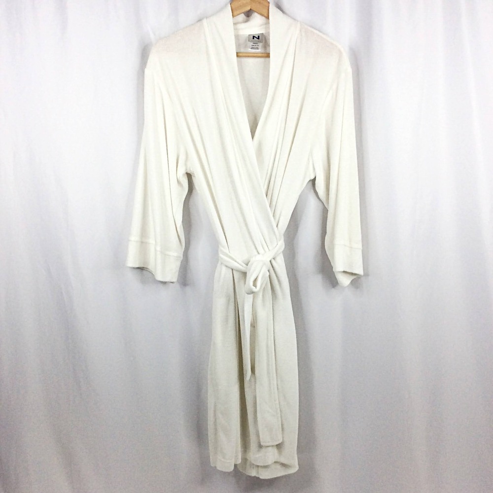 Natori Terry‎ Cloth Bathrobe Bath Robe Women's Size Medium 8/10 White Pockets